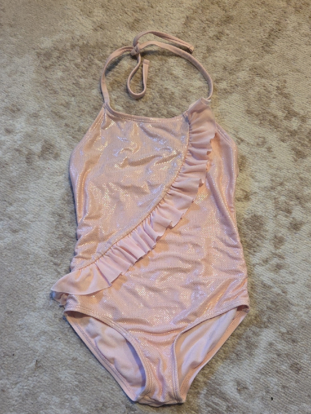 Cat & Jack Iridescent Pink Halter Swim One-Piece